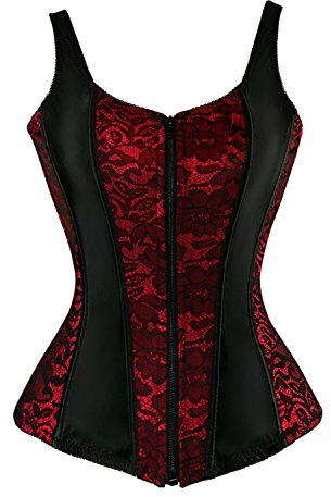 Corset Tops for Women Sexy Bustier Strap Zipper Gothic Vest Plus Size Black | ERROR: #N/A