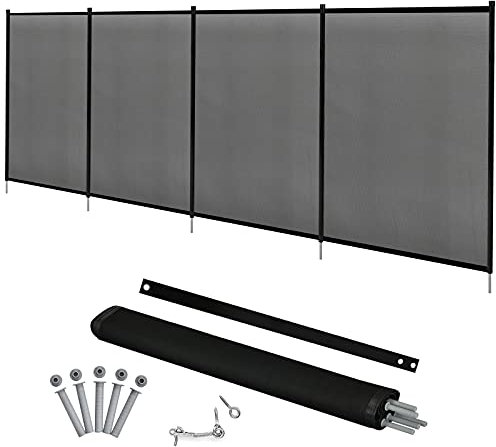 COSTWAY Barrière de Protection Piscine 360 x 125 cm, Clôture Barrière de Sécurité pour Piscine en Tissu Cadre en Aluminium Résistant 4 Panneaux, Noir