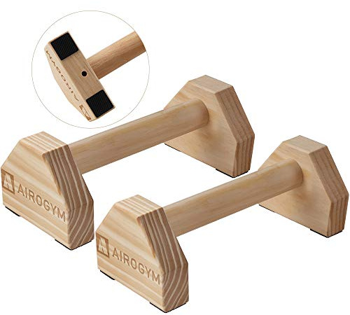 Push-up Stand, 2 PCS Wood Pushup Bars Non-Slip Base Exercise Home Workout Equipment, 30CM Wooden Parallettes Handle Stands Grip for Men Strength Training, Planks Calisthenics