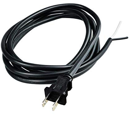 Pinfox 2 Prong Polarized 14 Gauge 10ft Replacement Power Cord Pigtail, Power Tool Replacement Cord, Heavy Duty 110V 115V 120V Supply Cable for AC Appliance, NEMA 1-15 Plug US SJT 14AWG (15A)