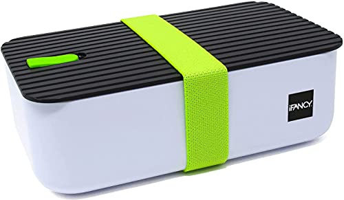 ifancy Lunchbox Tasty | Bento Lunch Box 1000ml | Dicht & Auslaufsicher für Kinder & Erwachsene - Büro & Schule | BPA-Frei | Brotzeit Dose für Spülmaschine Mikrowelle & Gefrierschrank | Grün