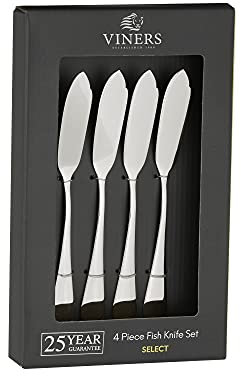 Viners Select Pack of 4, 18/0 Stainless Steel Fish Knife Set