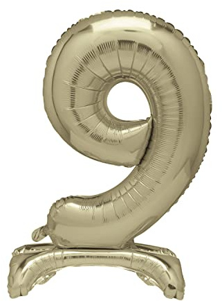 Unique Gold Standing Number 9 Foil Balloon 30, Packaged