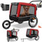 KESSER® Hundeanhänger Boxer 3-in-1 Hundebuggy & Jogger Fahrradanhänger groß ca. 240 Liter Volumen gefedert 600D Oxford Canvas SmartSpace Concept max. 40 kg inkl. Getränke & Smartphone-Halter Rot