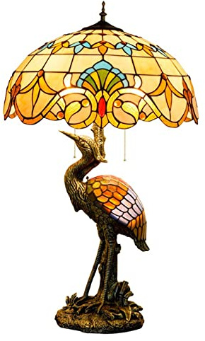 GAUUA 20 Pulgadas Tiffany Estilo Barroco Lámpara De Mesa Hecha A Mano De Vidrio De Color Luces De Escritorio Europea Retro Pastoral Creativa De La Grúa De Hadas De La Luz para El Dormitorio