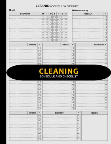 Cleaning Schedule and Checklist (Customizable): Blank Daily Weekly and Monthly House Cleaning Schedule Planner and Organizer | Suitable for Household Chores, Commercial Kitchens, Restaurant, Care Home, Catering Business, Cafe, etc. - 8.5 x 11