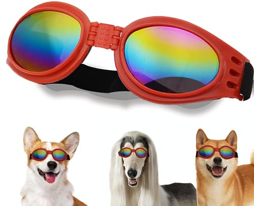 Hundebrille, UV-Schutz, Brille mit verstellbarem Riemen für kleine Hunde, Sommerdekoration für Haustiere (schwarzer Rahmen)