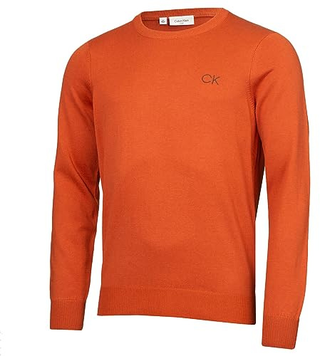 Calvin Klein Maglione Golf Uomo Durevole e Girocollo - Arancione - M