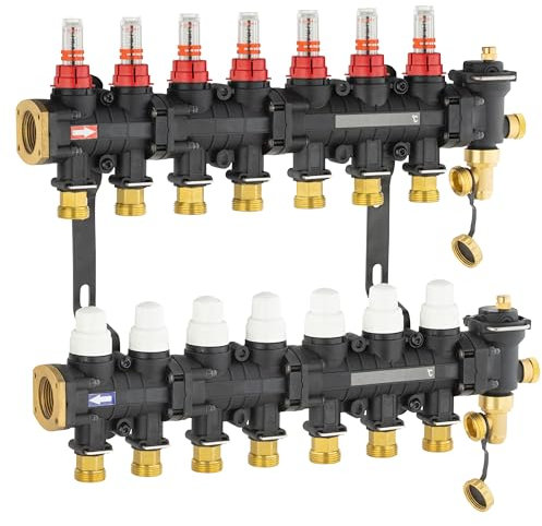 Collettore per Riscaldamento/Raffrescamento a Pavimento in Poliammide con 7 Circuiti | Resistente e Facile da Installare | NOYON & THIEBAULT