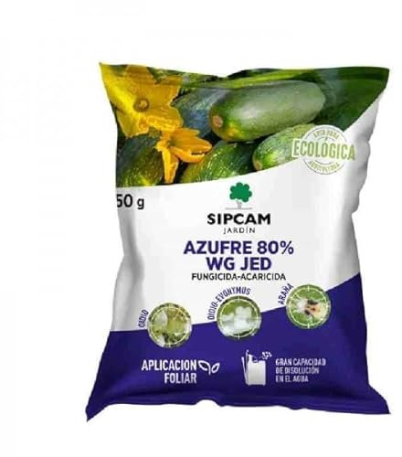 Azufre en Polvo Mojable para Plantas ECOLÓGICO contra Oidio y Ácaros (Araña Roja) en todo tipo de Plantas | Fungicida y Acaricida para todo tipo de Plantas - Sobre 50 GR Muy Eficaz | Nexum Market