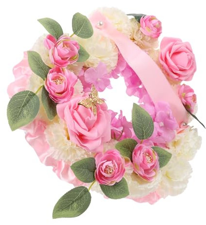 FUNOMOCYA Couronne De Cimetière Artificielle Fleur Funéraire Guirlande Deuil Cérémonie Compacte Entretien Facile