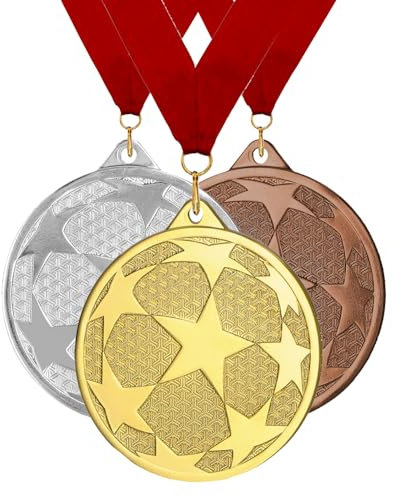 Larius Gewinner Medaillen 3er-Set – Metallmedaillen für Sport & Wettbewerbe, Fussball 1 2 3 Platz