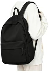 WEPLAN Skolväska College Ryggsäck Skola Dam Tonåring Skolryggsäck Flicka Pojkar Bokväska Ryggsäck för Skolan Arbete Resor Backpack School Bag Fritidsryggsäck för Kvinnor för Bärbar Dator 14 tum,Svart