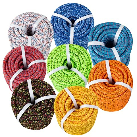 Zeluga 15-525 11mm x 125ft. Double Braided Arborist Rope with Metal Loop, High Strength 5400 Lb Breaking Strength, No-Stretch Static Rope for Tree Work & Rigging, Sogas para Arboles, Assorted Color