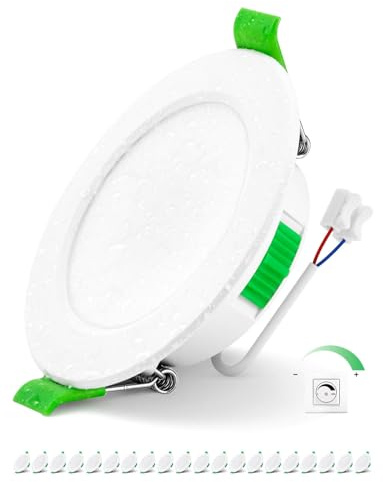 Bojim IP44 Dimmable Recessed LED Spotlight, IP44 Waterproof Bathroom Hole 68mm-78mm, 5W Extra Flat Recessed Ceiling Spotlights, Warm White/Neutral/Cold White, 20pcs | Ekonomisk 3 justerbara färgtemperaturer, varmvit/neutral/kall spotlights 5 W, 220 V, 24 mm, extra maträtt för kök