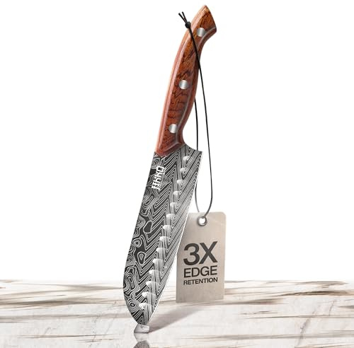 JIKKO® Bushido Edition – Couteau Santoku Japonais 18 cm | Acier Inoxydable AUS-8 à Haute Teneur en Carbone, Lame Alvéolée Ultra Tranchante 15°, Manche en Bois de Palissandre – Couteau de Chef Premium