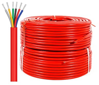 14 Gauge High-Temperature Silicone Braided Wire, 6 Conductors Electrical Wire Red 100FT, Flexible/Low Voltage/Silicone Cable, 12-22 AWG Extension Cable for New Energy, Auto(100ft,0.75mm²)