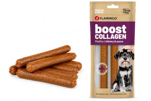 Friandises pour Chien - Boost Saucisse au Poulet & collagène - Santé des articulations - 2 x 100 g - Flamingo