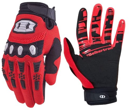 Seibertron Unisex BMX MX ATV MTB Racing Mountain Bike Bicycle Cycling Off-road/Dirt bike Gloves Road Racing Motorcycle Motocross Sports Gloves Touch Recognition Full Finger Glove Red L