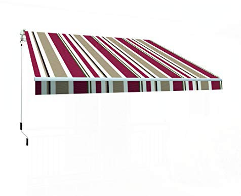 Toldo Exterior Enrollable 3x2 Burdeos Poliéster – Lona Protección Solar UV - Estructura de Aluminio – Regulable en Inclinación – Manivela Incluida – Completo Manual Retráctil Terraza Jardín Balcón