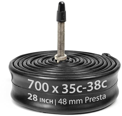 Fincci Bike Inner Tube 700c x 32c x 35c x 38c - Gravel Inner Tube 28 inch with 48 mm Presta Valve for City, Road, Electric, Hybrid, Folding Bicycle - Accessori for tires 622