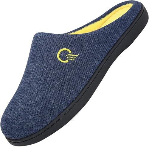 Mishansha Pantofole da casa per Uomo Bicolore in Memory Foam Inverno Peluche Scarpe Morbido Confortevole e AntiscivoloUomo Blue 42/43 EU