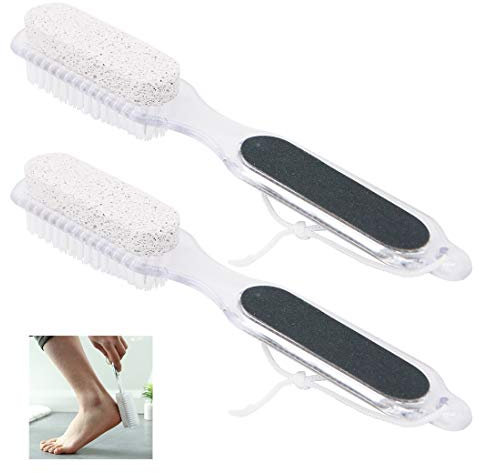 Paquete de 2 limas para pies, 4 en 1, se combina con piedra pómez, cepillo de uñas, escofina para pies reductor de callos para eliminar la piel dura