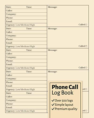 Phone Call Log Book: Simple Telephone Message Book With Over 500 Call Log Space, Voicemail Log book, Inbound and Outbound Call Log for Office
