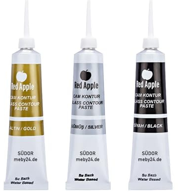 SÜDOR Set di colori per contorni per vetrate (set di colori per contorni (3 x 20 ml))