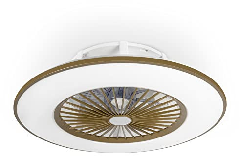 Noaton Ventilatore da soffitto con luce 11056CR Vega, telecomando, attenuazione LED max 44 W, 3 temperature di colore regolabili, timer, flusso d'aria fino a 61 m3/min, Ø56 cm marrone