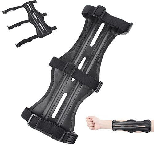 Elong 8,7 Armschutz aus Leder für das Bogenschießen mit 3 verstellbaren Riemen für Bogenjagdzubehör für Jugendliche und Erwachsene