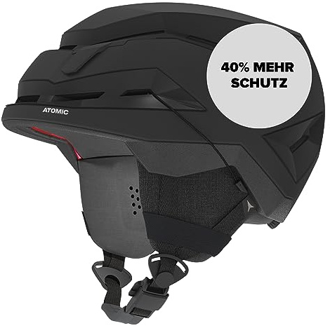 ATOMIC BACKLAND Skihelm leicht & sicher - Black - Größe M - Maximale Stoßdämpfung - Active Aircon Belüftungssystem - 3D Ear Pads + 360° Fit System für perfekten Sitz - Kopfumfand 55-59 cm