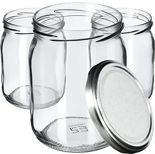 KADAX Barattoli per marmellata da 540 ml, con tappo a vite, vasetti con tappo a vite, vasetti per conserve, contenitori per sottaceti (16 pezzi, argento)