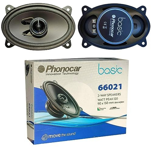 KIT SET PER PHONOCAR BASIC 66021 2 altoparlanti coassiali a 2 vie, 4 x 6 9,00 x 15,00 cm 90 x 150 mm, 30 watt rms 60 watt max, 4 ohm, 90 db neri, a coppia
