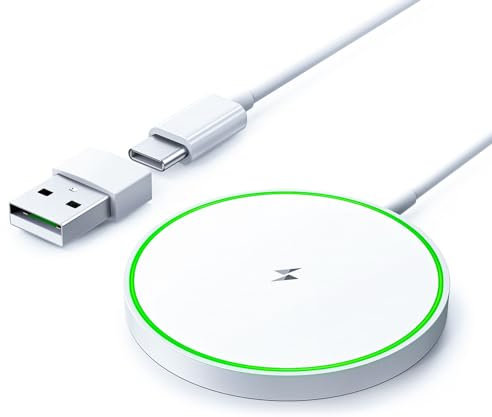 AMSKY Caricatore Wireless per iPhone Magnetico, 15W Rapida Ricarica Wireless per iPhone, Caricabatterie Wireless Charger Compatibile Con Magsafe, Stazione Ricarica Compatibile Con Apple e Airpod