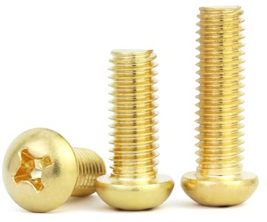 50pièces M3×25mm Vis à tête ronde cruciforme en laiton, boulons à tête plate