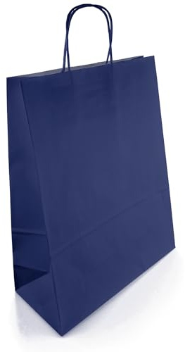 Netuno 10 sacchetti colorati carta blu scuro 25 x 11 x 32 cm buste carta colorata con manici borse spesa grandi con fondo piegato per feste compleanno Natale matrimonio regalo shopper paper bags