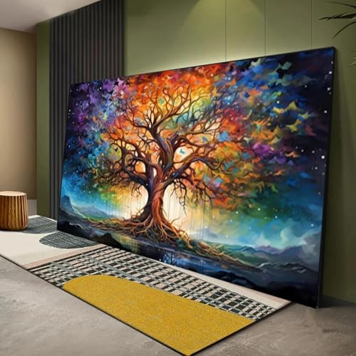 XINBAO Peinture sur toile d'arbre de vie coloré, peinture murale, paysage abstrait, affiches et impressions d'arbre de vie pour salon, décoration d'intérieur, 80x120 cm, sans cadre