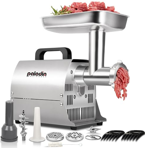 Paladin Equipment Electric Meat Grinder Machine, #8 Meat Grinders for Home Use, 0.4HP 260lbs/H Stainless Steel ETL Approved Heavy Duty Meat Mincer with Sausage Sufffer Tube