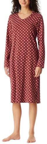 Schiesser Camiseta Grande de algodón Suave de Manga Larga para Mujer con Bolsillos Nightwear Camisón, Borgoña_181985, 42
