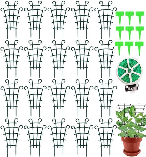Enrejado para plantas en maceta, 20 unidades de ayuda para plantas de interior, apilables, enrejados para plantas de interior, soportes para macetas, rejilla para trepar para bricolaje