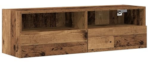 vidaXL Cabinet TV Mural Bois Ancien 100x30x30cm Bois Ingénierie, Salon, Meuble de Rangement média rectangulaire, Support Mural Moderne, Meubles Gain de Place, étagères