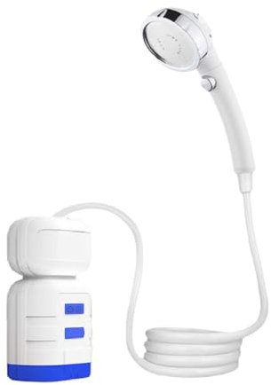 QSTDGVPW Ducha Portátil para Camping con Luz de Emergencia Y Bomba, Azul Y Blanco