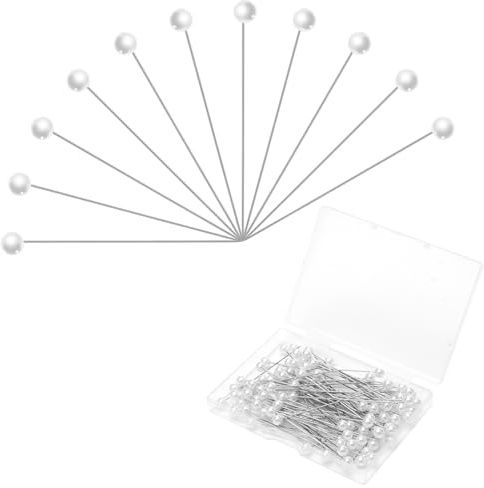 TNSLAND 100 PCS Spille da Cucito Lunghe 65mm con Testa Bianca in Plastica, Perni da Sartoria e Trapunta, Spilli Decorativi per Bouquet Matrimonio, Fiori, Fai da Te, Sartoria e Progetti di Cucito