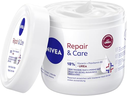 NIVEA Repair & Care Creme Glycerin + Urea (400 ml), intensiv pflegende Creme für 72h Feuchtigkeit, schnell einziehende Urea Creme für sehr trockene, raue & unebene Haut