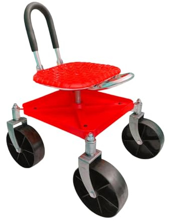 Sgabello da giardino con ruote, girevole a 360 gradi, sedile da lavoro con ruote, altezza regolabile, sedia da lavoro per potatura, trapianto,