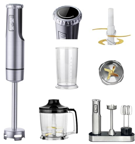 KB ELEMENTS Stabmixer - 800 Watt Voll Kupfer Motor, Elektrischer Stabmixer mit 8 stufenlosen Geschwindigkeiten, Titan Klingen, Edehlstahl