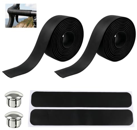 GodtKowty 2pcs Ruban pour Guidon Vélo en Mousse EVA Antidérapante, Bande Guidon Noir 200 x 3 cm, Absorption des Chocs, Adhésif Étanche Résistant, Facile à Enrouler