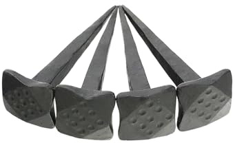 Set di 4 chiodi in ferro nero forgiati a mano, stile antico, rustico, con testa punteggiata, 7,6 cm, colore: nero, per porte e mobili