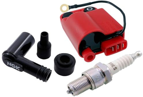CDI Zündeinheit mit Zündspule + NGK B9ES & Kerzenstecker - kompatibel mit Piaggio/Gilera/Vespa bis ca. 2000-3-polig mit Masse - Ersatz für 2921945/292194/638678